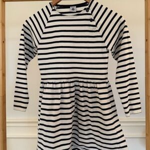Petit Bateau Navy and White Striped Kids Dress